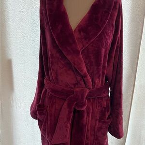 Luxurious Burgundy Plush Robe